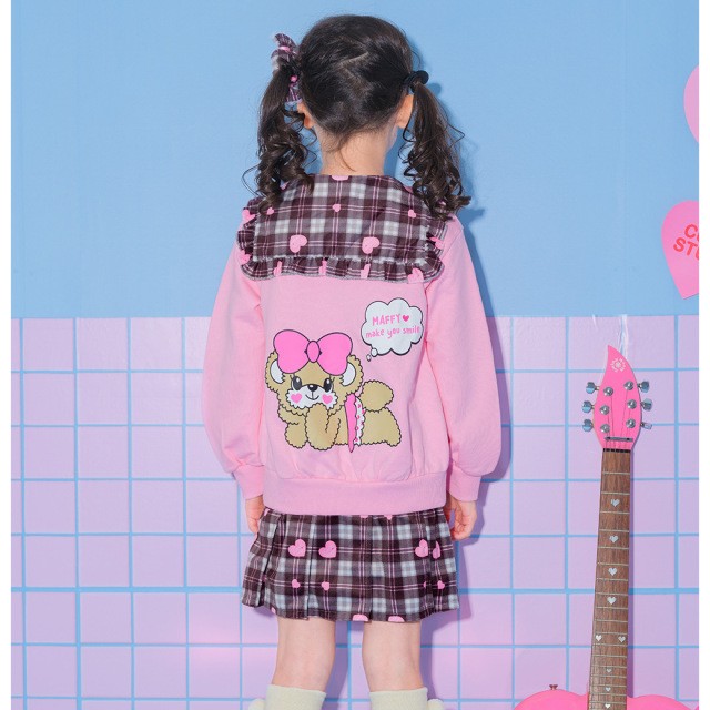ベロアチェック×裏毛セーラーワンピース