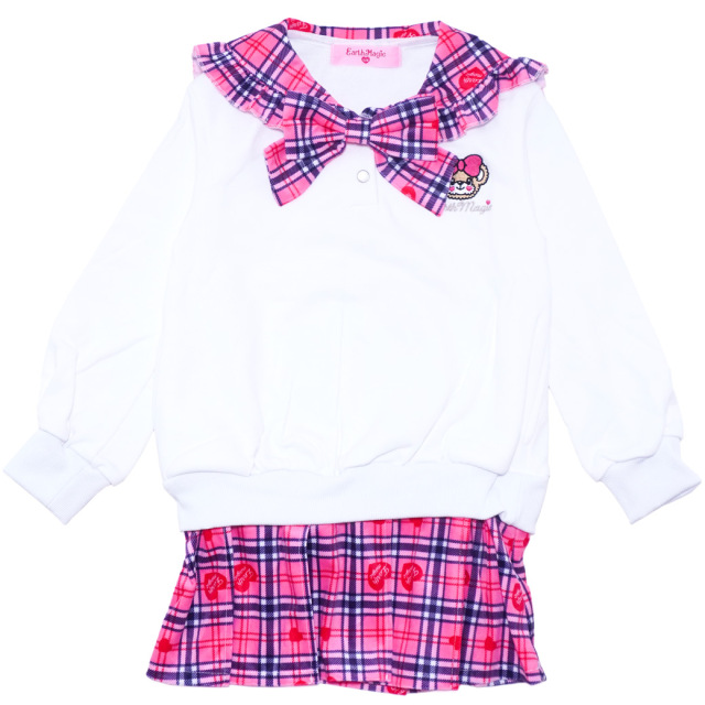 ベロアチェック×裏毛セーラーワンピース