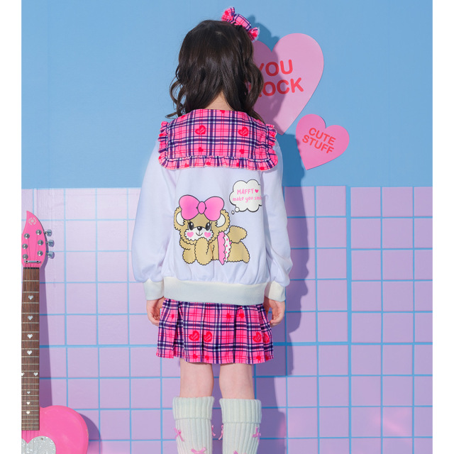 ベロアチェック×裏毛セーラーワンピース