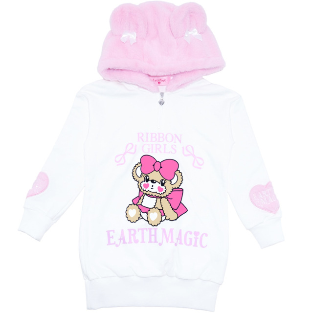 EARTHMAGIC アースマジック マフィー クマ耳ファーフード裏毛ワンピース
