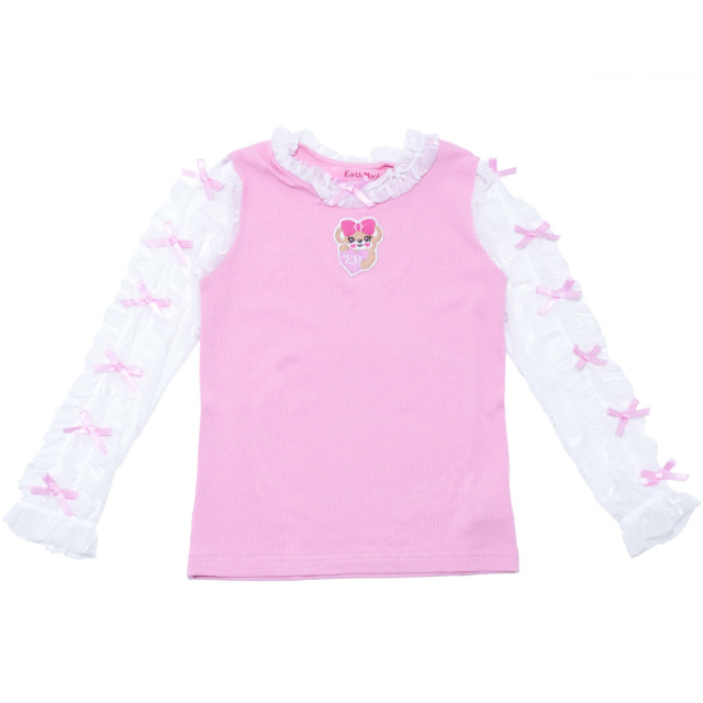 リボンレース長袖テレコTシャツ