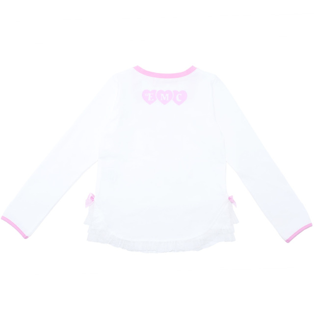 裾チュールフリル長袖ベア天Tシャツ