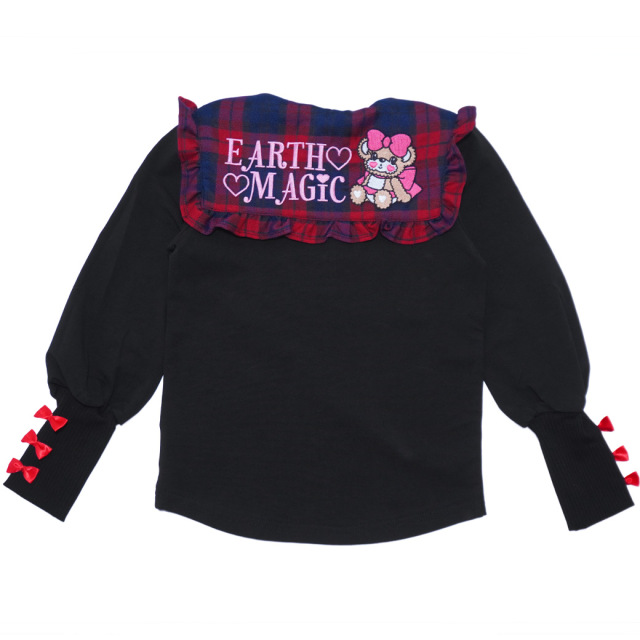 EARTHMAGIC アースマジック マフィー チェック柄BIG襟付長袖ベア天Tシャツ