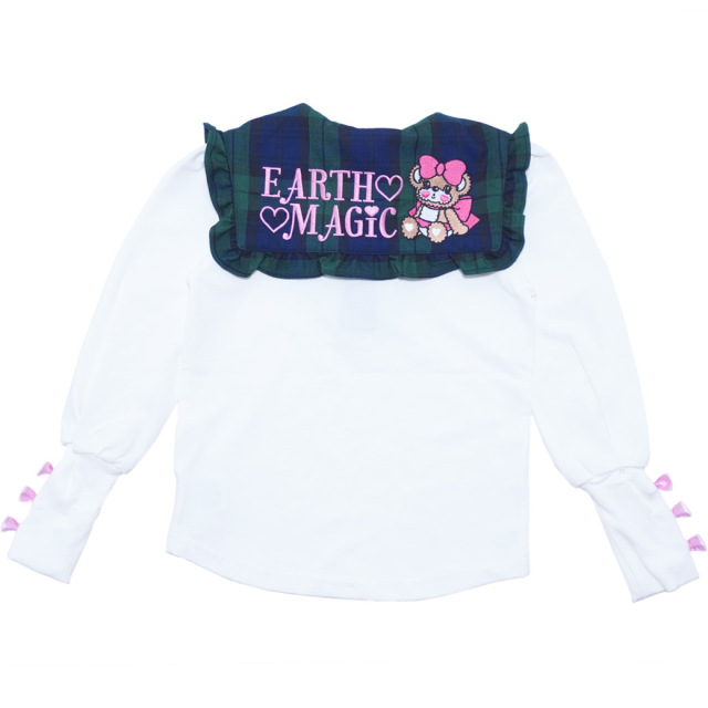 EARTHMAGIC アースマジック マフィー チェック柄BIG襟付長袖ベア天Tシャツ