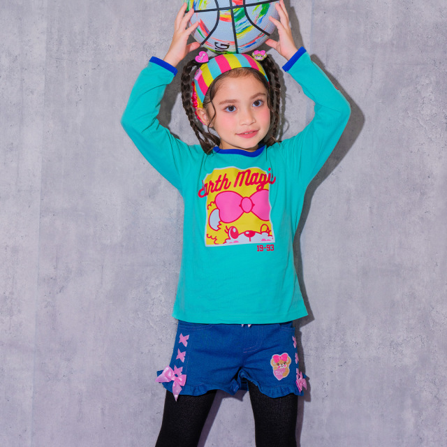 配色マフィープリント長袖Tシャツ(AR機能付)