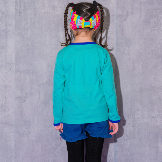 配色マフィープリント長袖Tシャツ(AR機能付)