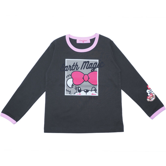 配色マフィープリント長袖Tシャツ(AR機能付)