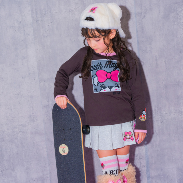 配色マフィープリント長袖Tシャツ(AR機能付)