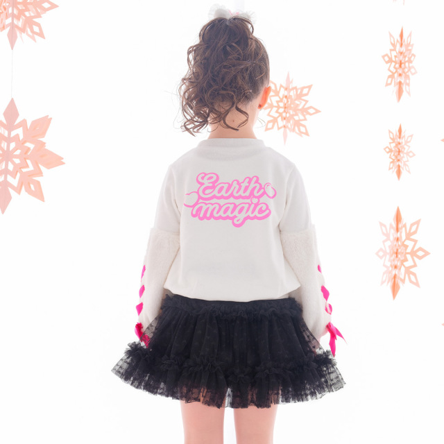 EARTHMAGIC アースマジック マフィー ファー袖レースアップ裏毛トレーナー