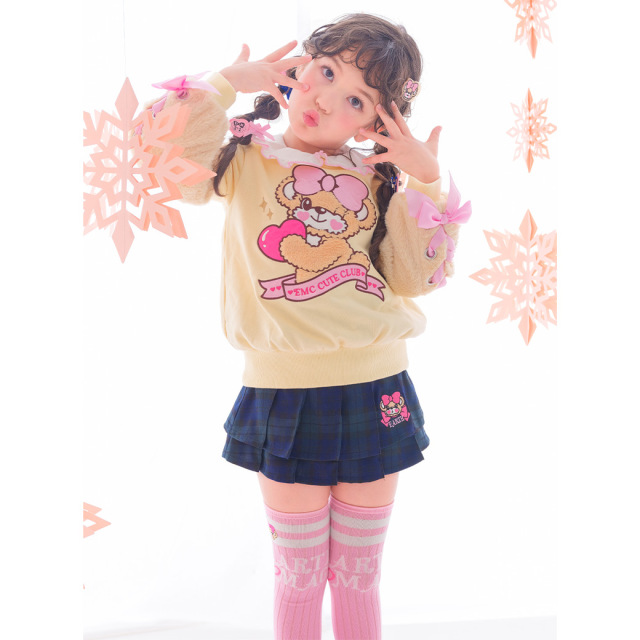 EARTHMAGIC アースマジック マフィー ファー袖レースアップ裏毛トレーナー