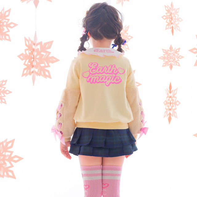 EARTHMAGIC アースマジック マフィー ファー袖レースアップ裏毛トレーナー