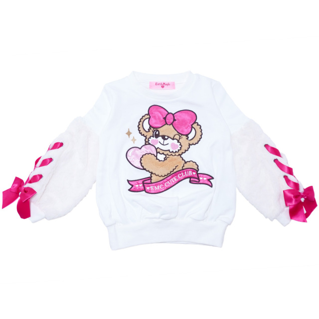 EARTHMAGIC アースマジック マフィー ファー袖レースアップ裏毛トレーナー