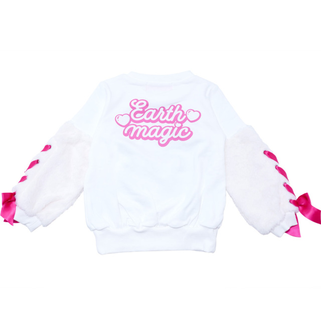 EARTHMAGIC アースマジック マフィー ファー袖レースアップ裏毛トレーナー