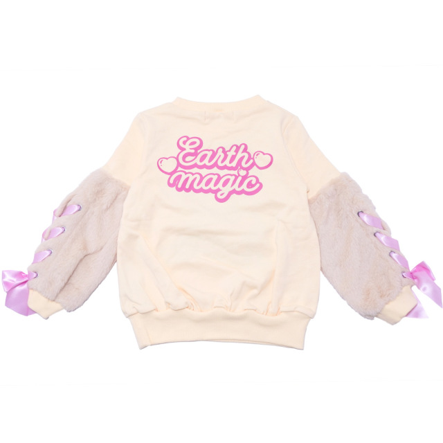 EARTHMAGIC アースマジック マフィー ファー袖レースアップ裏毛トレーナー