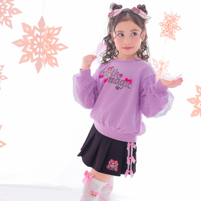 サイドダブルラインジャージプリーツスカート