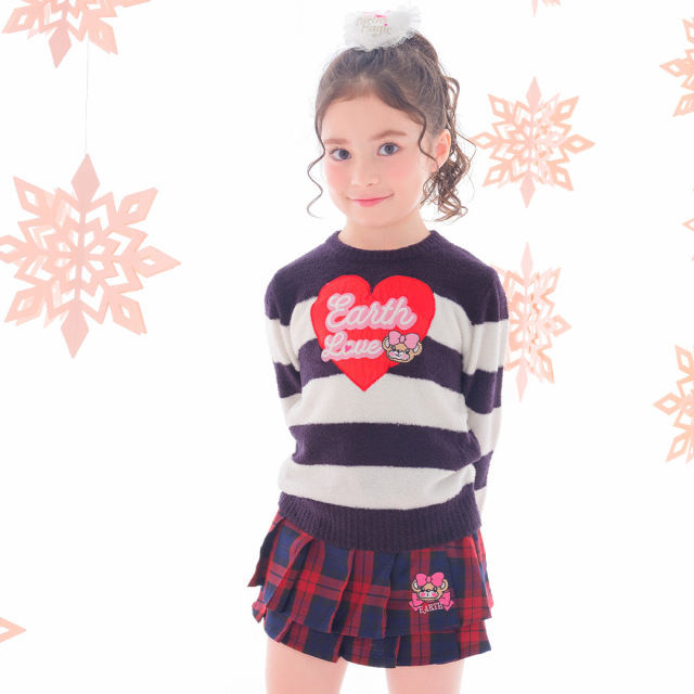 シャギーニットボーダープルオーバー