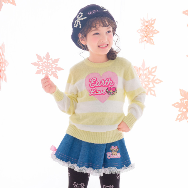 シャギーニットボーダープルオーバー