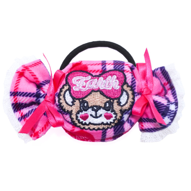 ベロアチェックキャンディヘアゴム