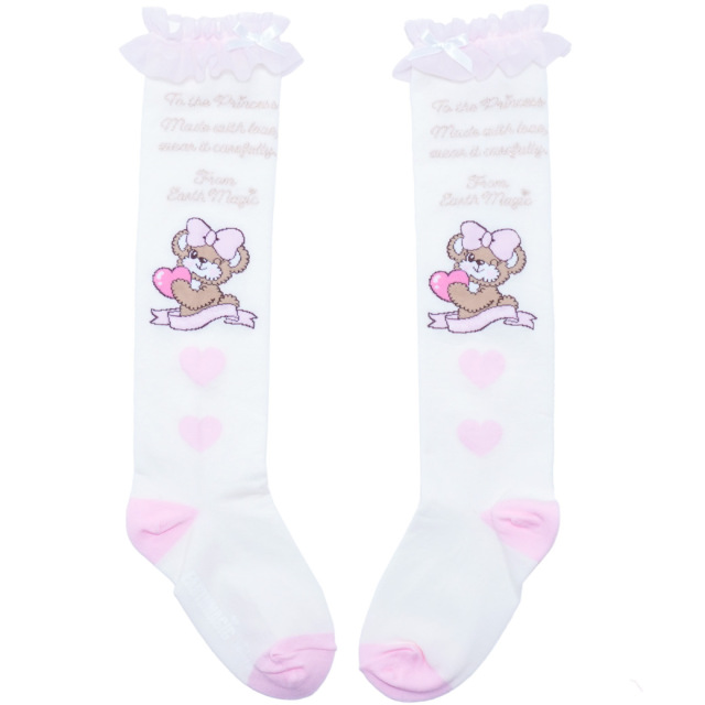 日本製 EARTHMAGIC アースマジック マフィーメッセージロゴオーバーニーソックス