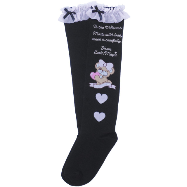 日本製 EARTHMAGIC アースマジック マフィーメッセージロゴオーバーニーソックス