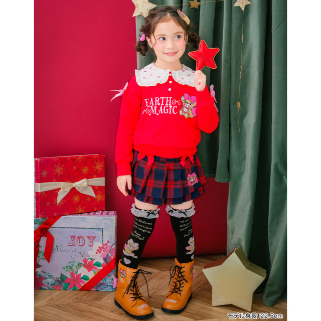 日本製 EARTHMAGIC アースマジック マフィーメッセージロゴオーバーニーソックス