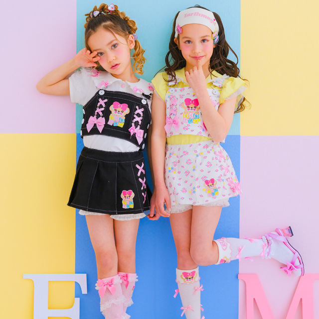 無地＆小花柄ツイルビスチェ