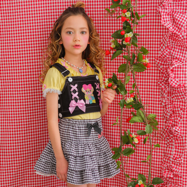 無地＆小花柄ツイルビスチェ