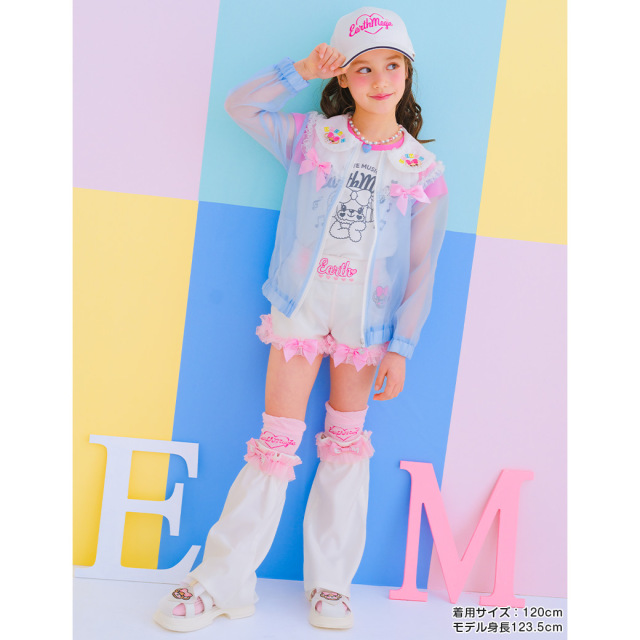 襟付きオーガンジージップアップブルゾン