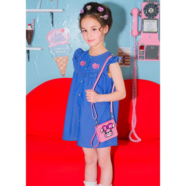 マフィーアップリケダンガリーワンピース