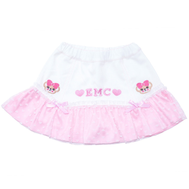 デニム風ストレッチツイル×チュールスカート