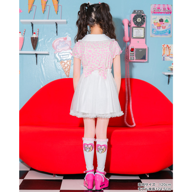 レオパード総柄×チュールスカートワンピース