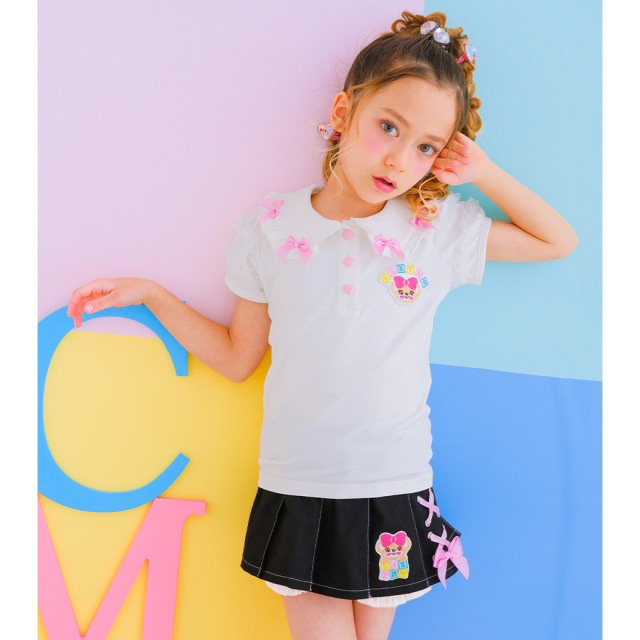 リボン襟付きTシャツ