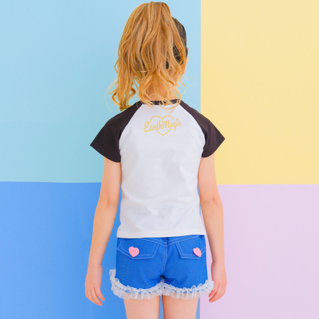 ラグランスリーブショート丈Tシャツ