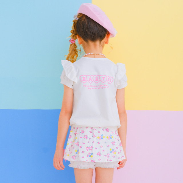 フラワーマフィープリント裾リブTシャツ