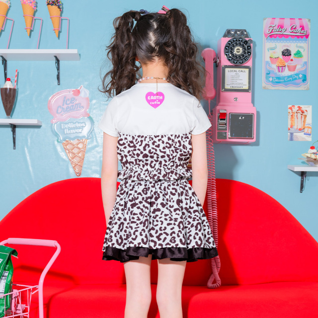 EARTHMAGIC アースマジック マフィー レオパード総柄キャミ重ね着風Tシャツ