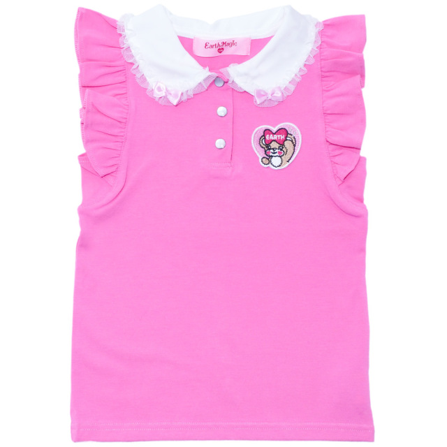 EARTHMAGIC アースマジック マフィー 襟付きフリル袖ベア天竺Tシャツ