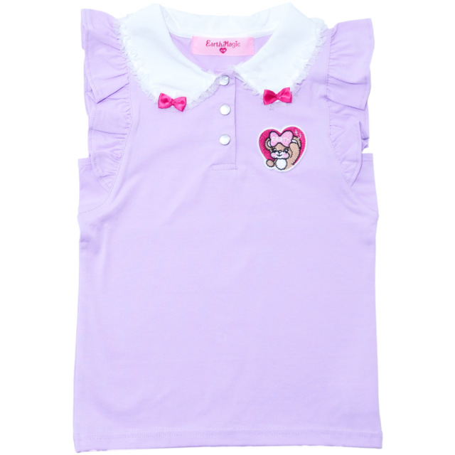 EARTHMAGIC アースマジック マフィー 襟付きフリル袖ベア天竺Tシャツ