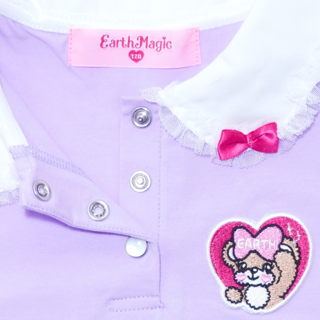 EARTHMAGIC アースマジック マフィー 襟付きフリル袖ベア天竺Tシャツ