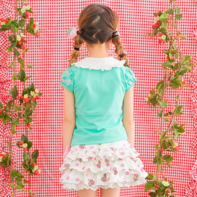 ミニいちごマフィー総柄ティアードスカート