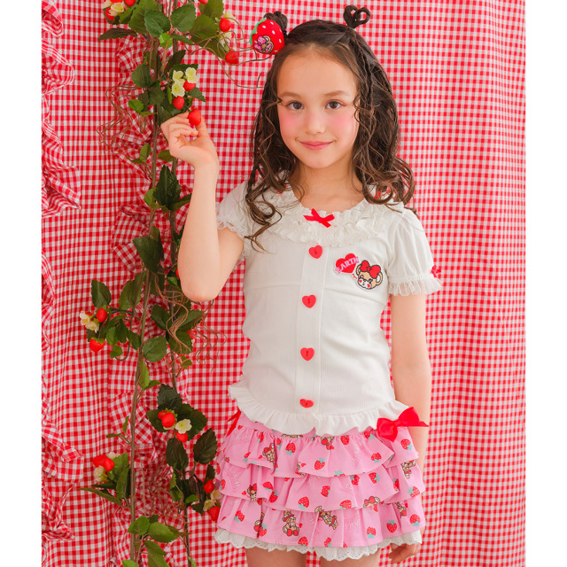 ミニいちごマフィー総柄ティアードスカート