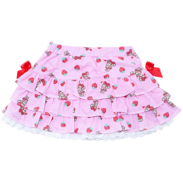 EARTHMAGIC アースマジック マフィー ミニいちごマフィー総柄ティアードスカート