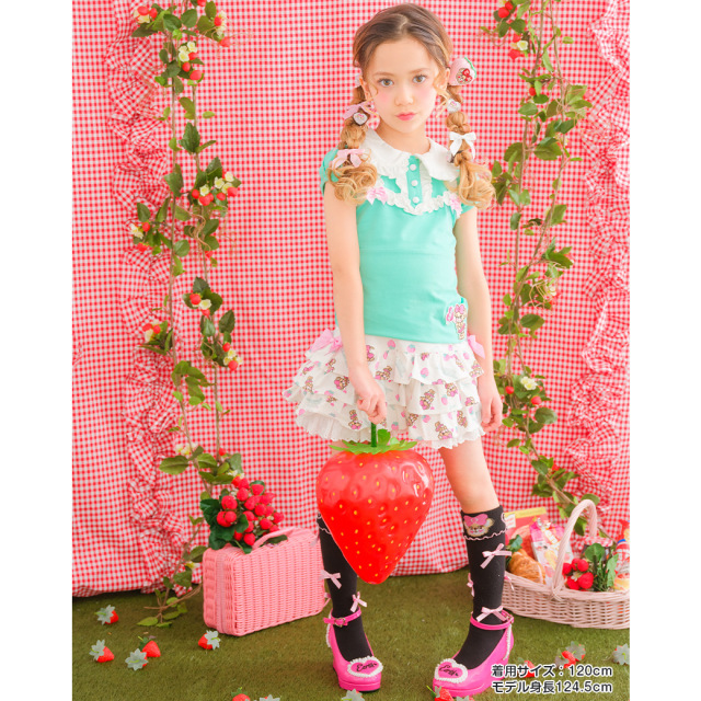 EARTHMAGIC アースマジック マフィー ミニいちごマフィー総柄ティアードスカート