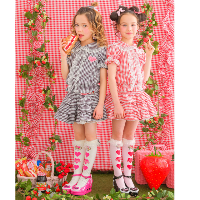 EARTHMAGIC アースマジック マフィー ギンガムリボンフリルハイソックス