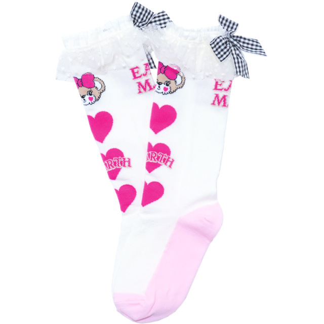 EARTHMAGIC アースマジック マフィー ギンガムリボンフリルハイソックス