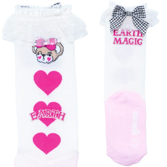 EARTHMAGIC アースマジック マフィー ギンガムリボンフリルハイソックス