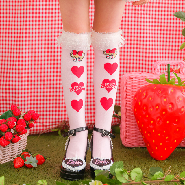 EARTHMAGIC アースマジック マフィー ギンガムリボンフリルハイソックス