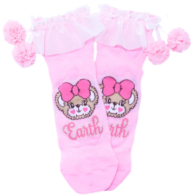 EARTHMAGIC アースマジック マフィー 日本製 梵天付きシアーショートソックス