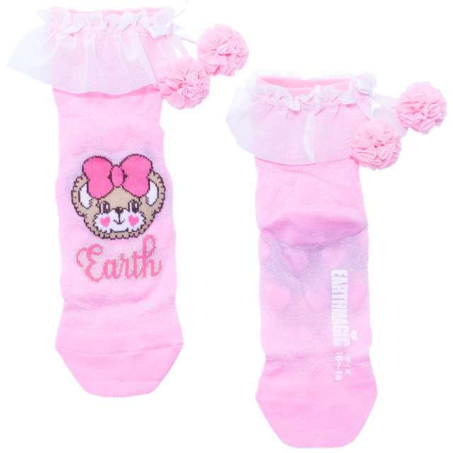 EARTHMAGIC アースマジック マフィー 日本製 梵天付きシアーショートソックス