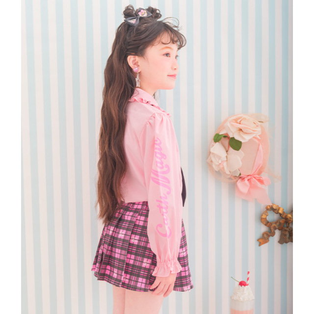 布帛フリル長袖ブラウス