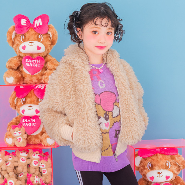 プードルファーショート丈ブルゾン